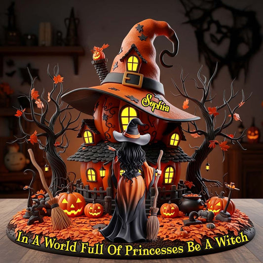 Beautiful Witch House - Personalized Witch Custom Shaped Acrylic Plaque