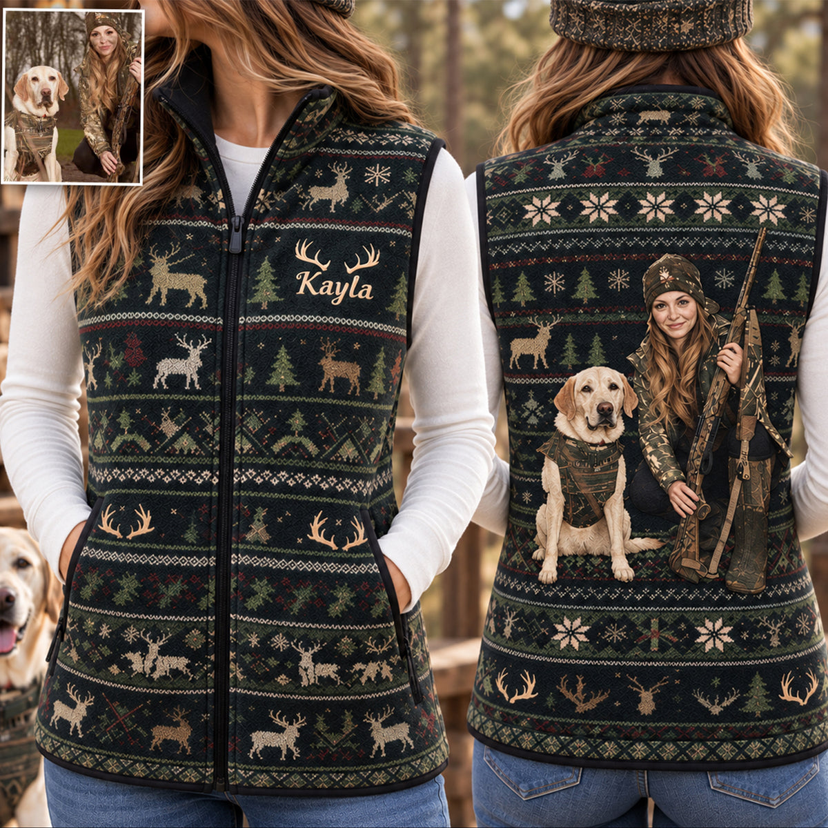 Born To Hunt - Personalized Hunting Flannel Fleece Vest
