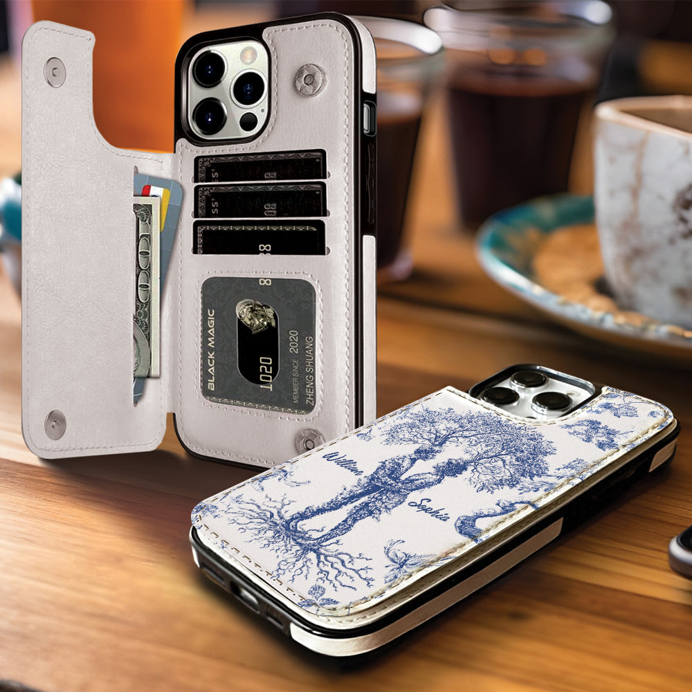 Anniversary Gift Toile De Jouy Style You & Me We Got This - Personalized Couple Foldable Wallet Phone Case