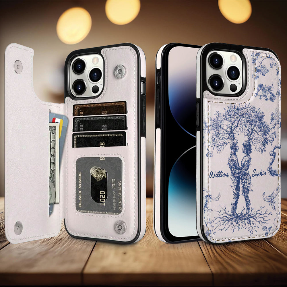 Anniversary Gift Toile De Jouy Style You & Me We Got This - Personalized Couple Foldable Wallet Phone Case