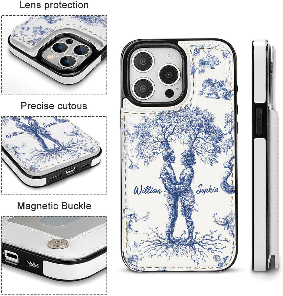 Anniversary Gift Toile De Jouy Style You & Me We Got This - Personalized Couple Foldable Wallet Phone Case