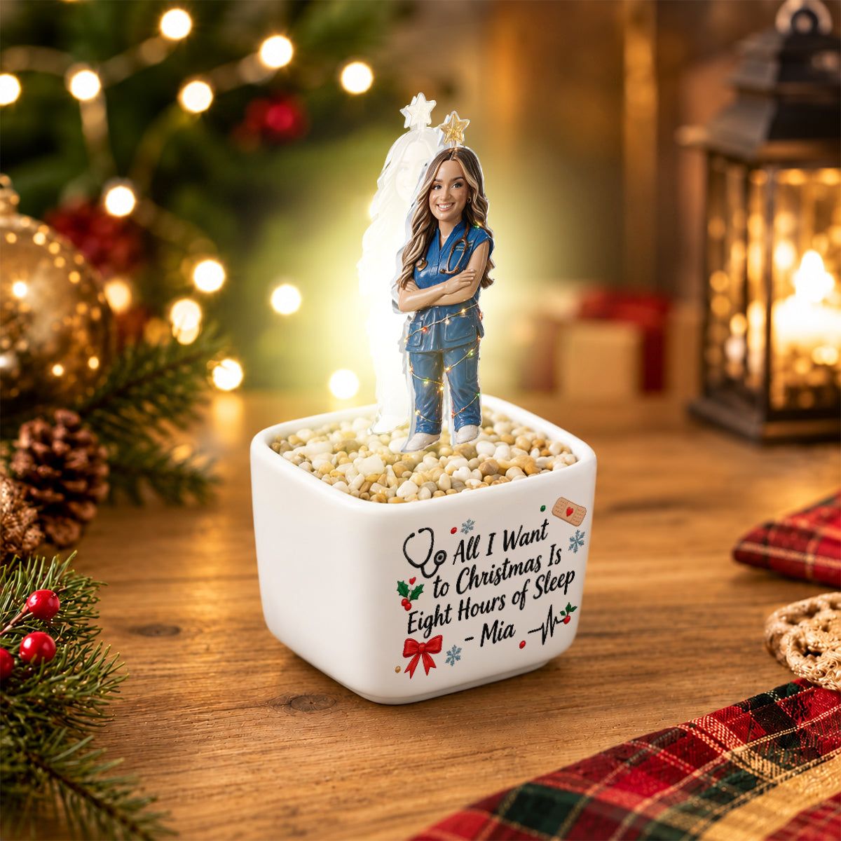 Merry Little Shift Change - Personalized Nurse LED Light Ceramic Pot