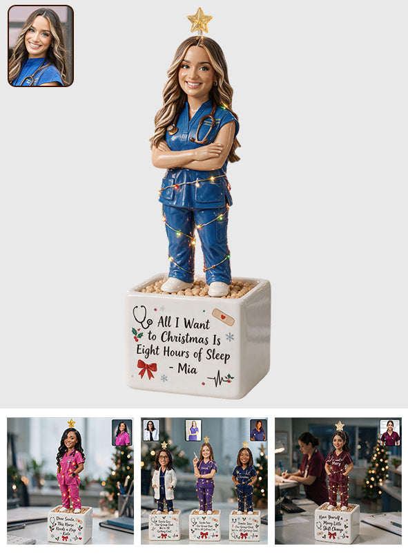 Merry Little Shift Change - Personalized Nurse LED Light Ceramic Pot
