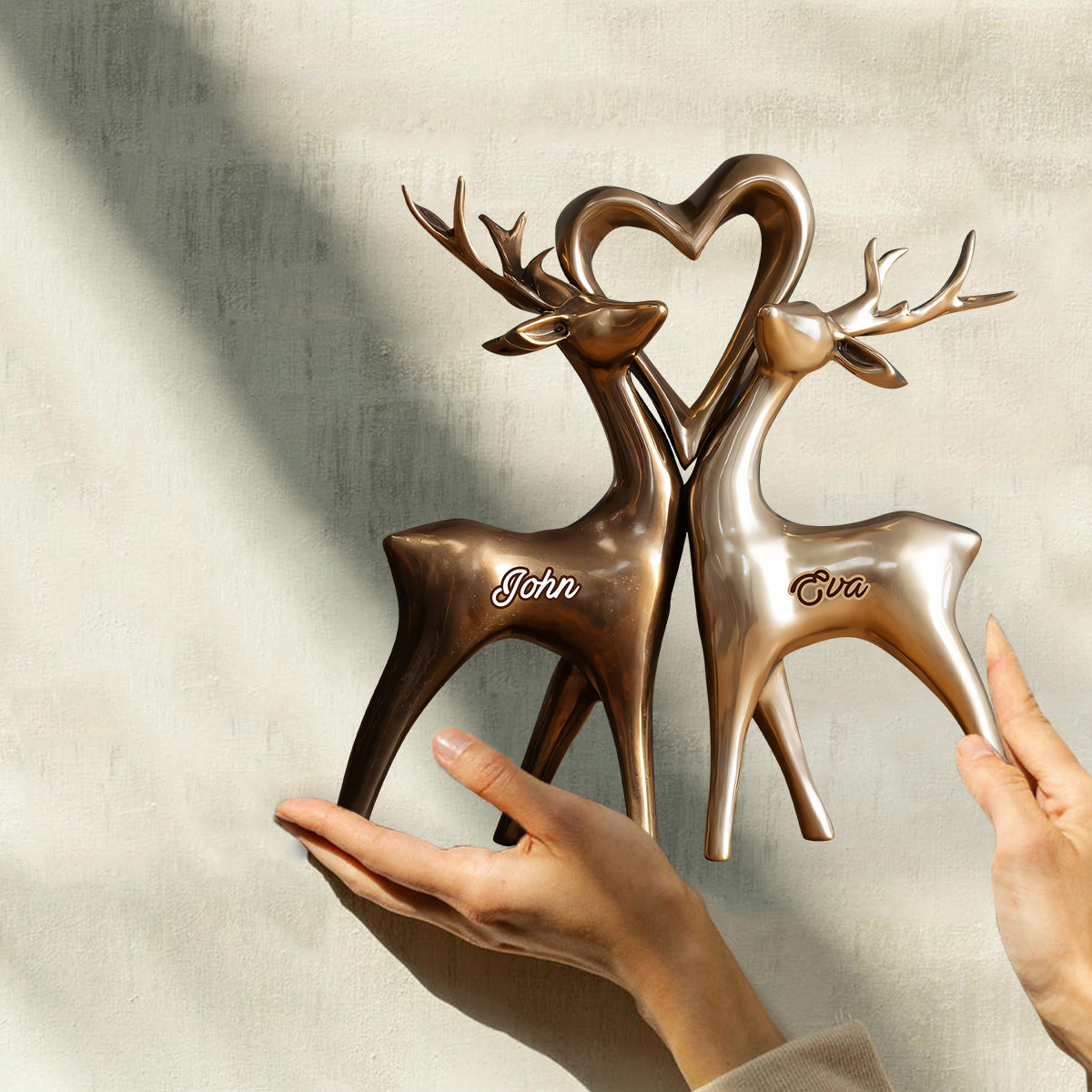 Anniversary Gifts Couple Deer - Personalized Couple Custom Shaped Wood Plaque