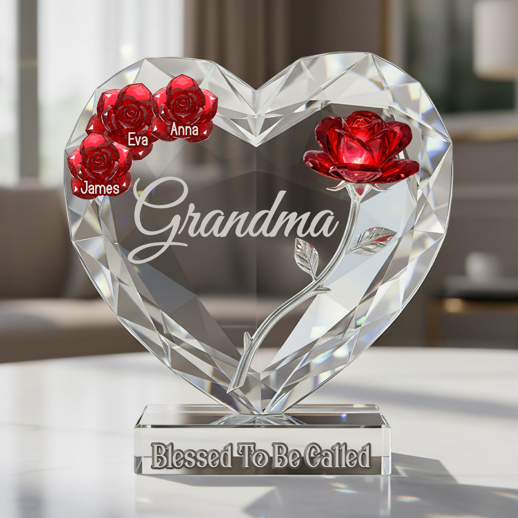 Heureuse d'être appelée grand-mère - Plaque acrylique personnalisée en forme de grand-mère