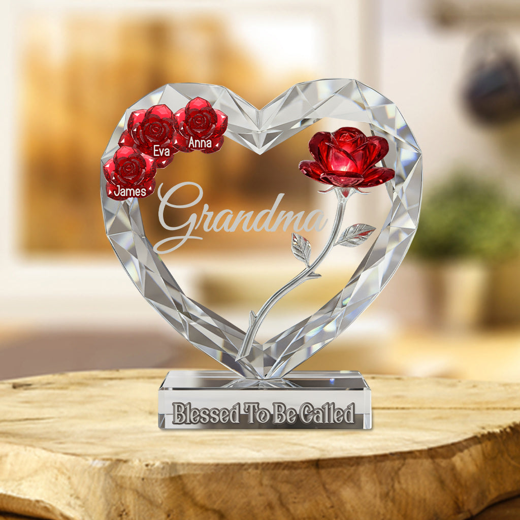 Heureuse d'être appelée grand-mère - Plaque acrylique personnalisée en forme de grand-mère