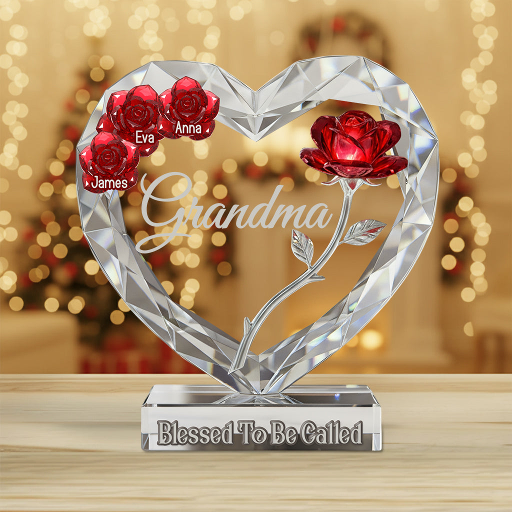 Heureuse d'être appelée grand-mère - Plaque acrylique personnalisée en forme de grand-mère