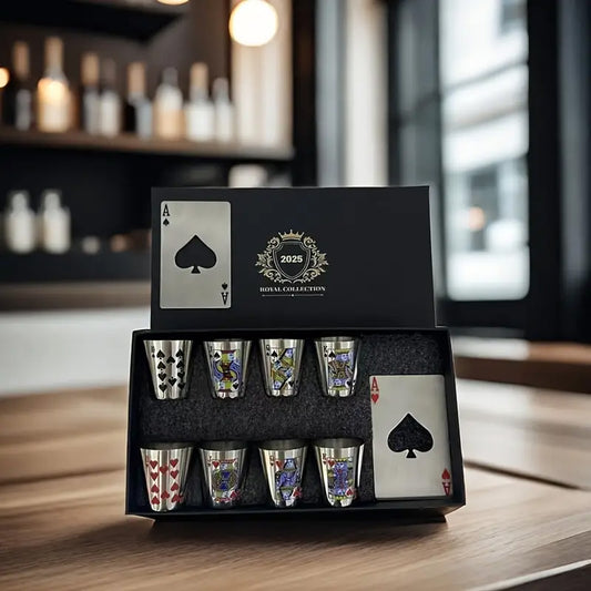 Casino Set Of Whiskey Glasses & Bottle Openers