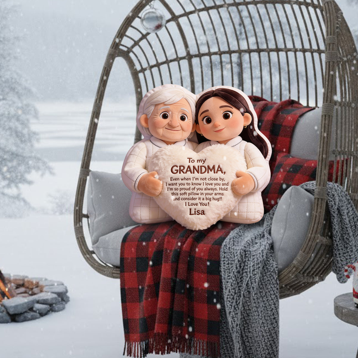 To My Grandma - Personalized Grandma Faux Fur Shaped Pillow