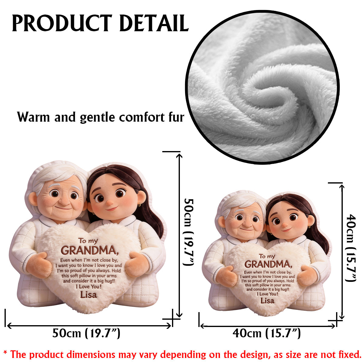 To My Grandma - Personalized Grandma Faux Fur Shaped Pillow