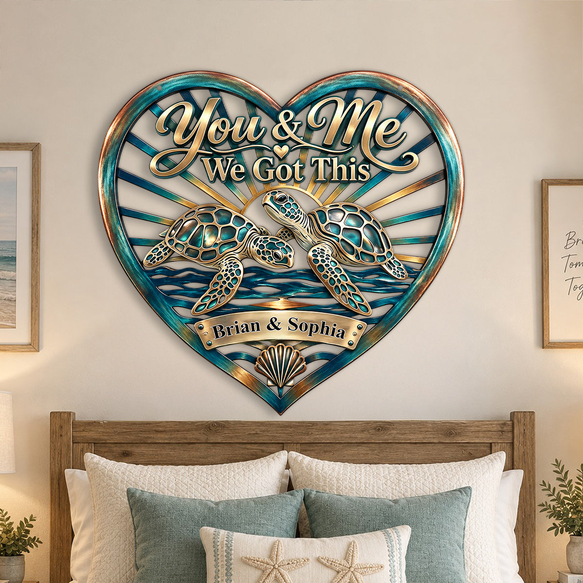 You & Me, We Got This, Turtle/ Deer/ Wolf/ Dragon... Couple Wall Art - Personalized Couple 3D Printed Cut Metal Sign