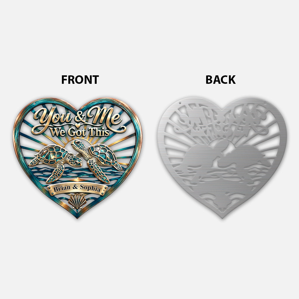 You & Me, We Got This, Turtle/ Deer/ Wolf/ Dragon... Couple Wall Art - Personalized Couple 3D Printed Cut Metal Sign