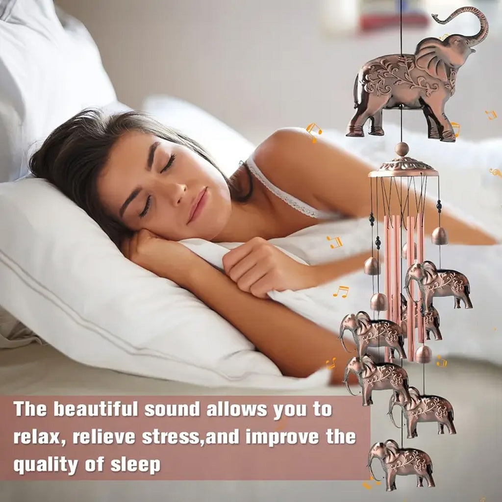 Bronze Elephant Wind Chimes with Bells