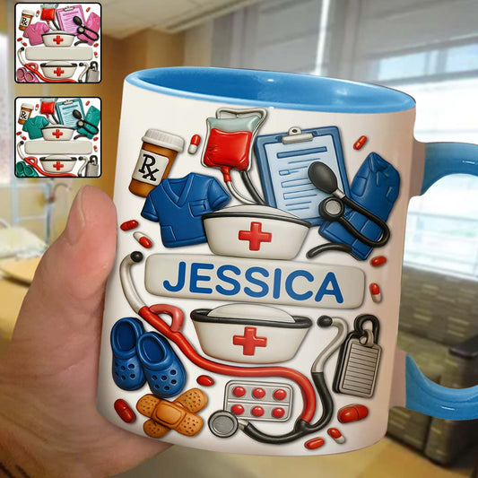 Nurses Are The Heart Of Healthcare - Personalized Nurse Accent Mug