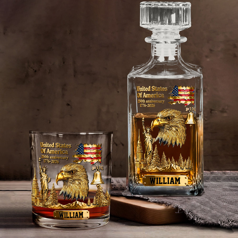 250-jähriges Jubiläum – Personalisiertes Whiskyglas mit Weißkopfseeadler-Motiv