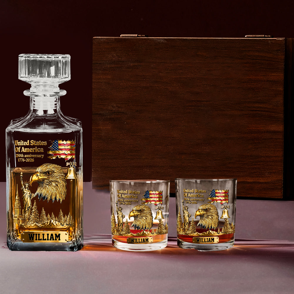 250-jähriges Jubiläum – Personalisiertes Whiskyglas mit Weißkopfseeadler-Motiv