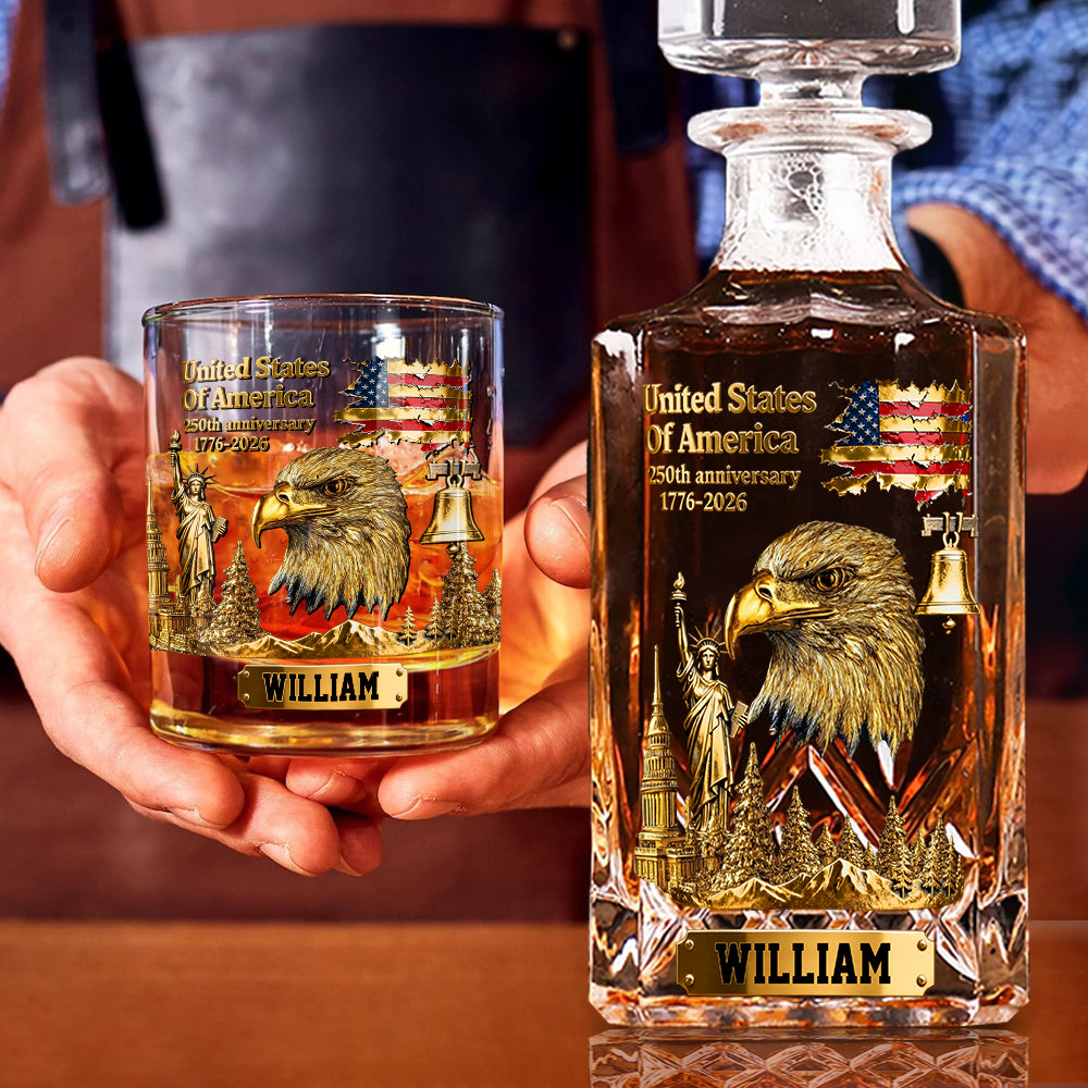 250-jähriges Jubiläum – Personalisiertes Whiskyglas mit Weißkopfseeadler-Motiv