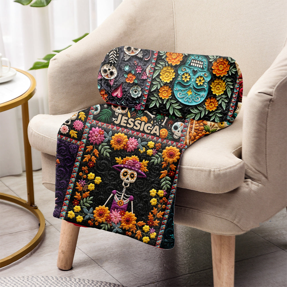 Day Of The Death - Personalized Latina Women Blanket