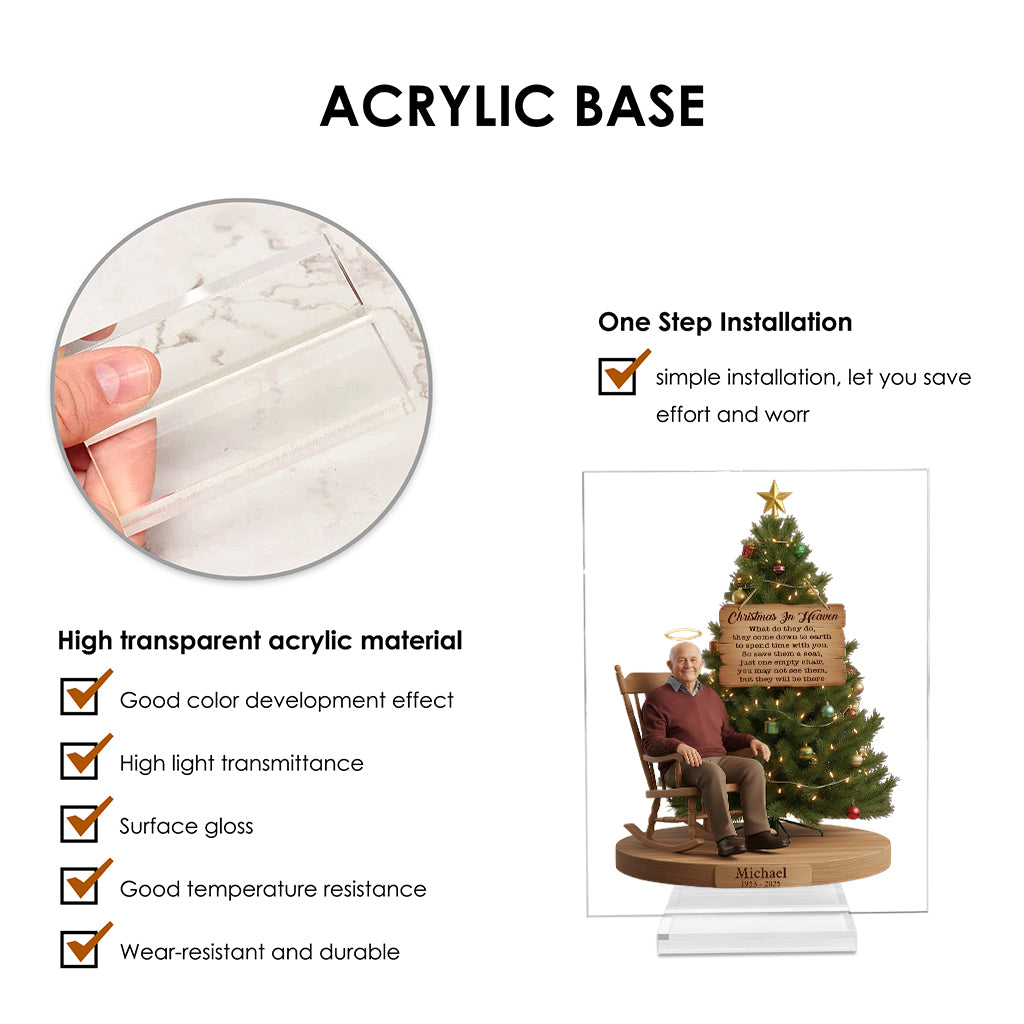 Christmas In Heaven - Personalized Memorial Custom Shaped Acrylic Plaque