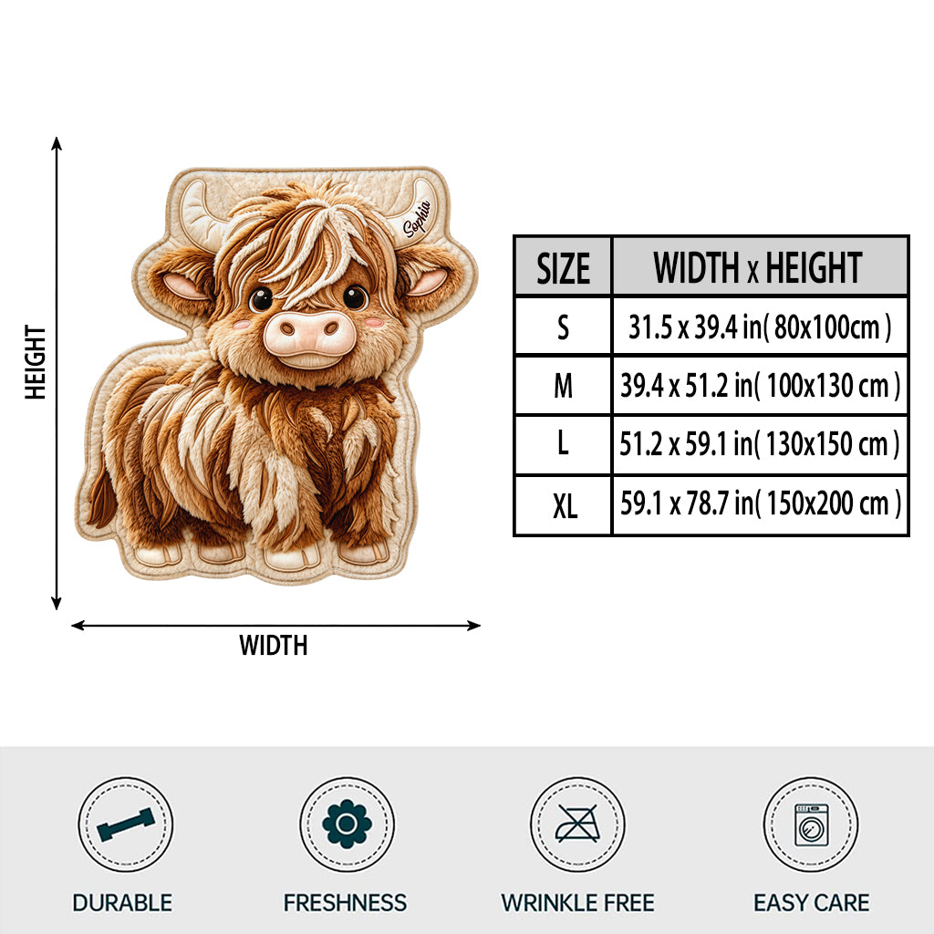 Just A Girl Who Loves Highland Cow - Personalized Highland Cow Shaped Fleece Blanket