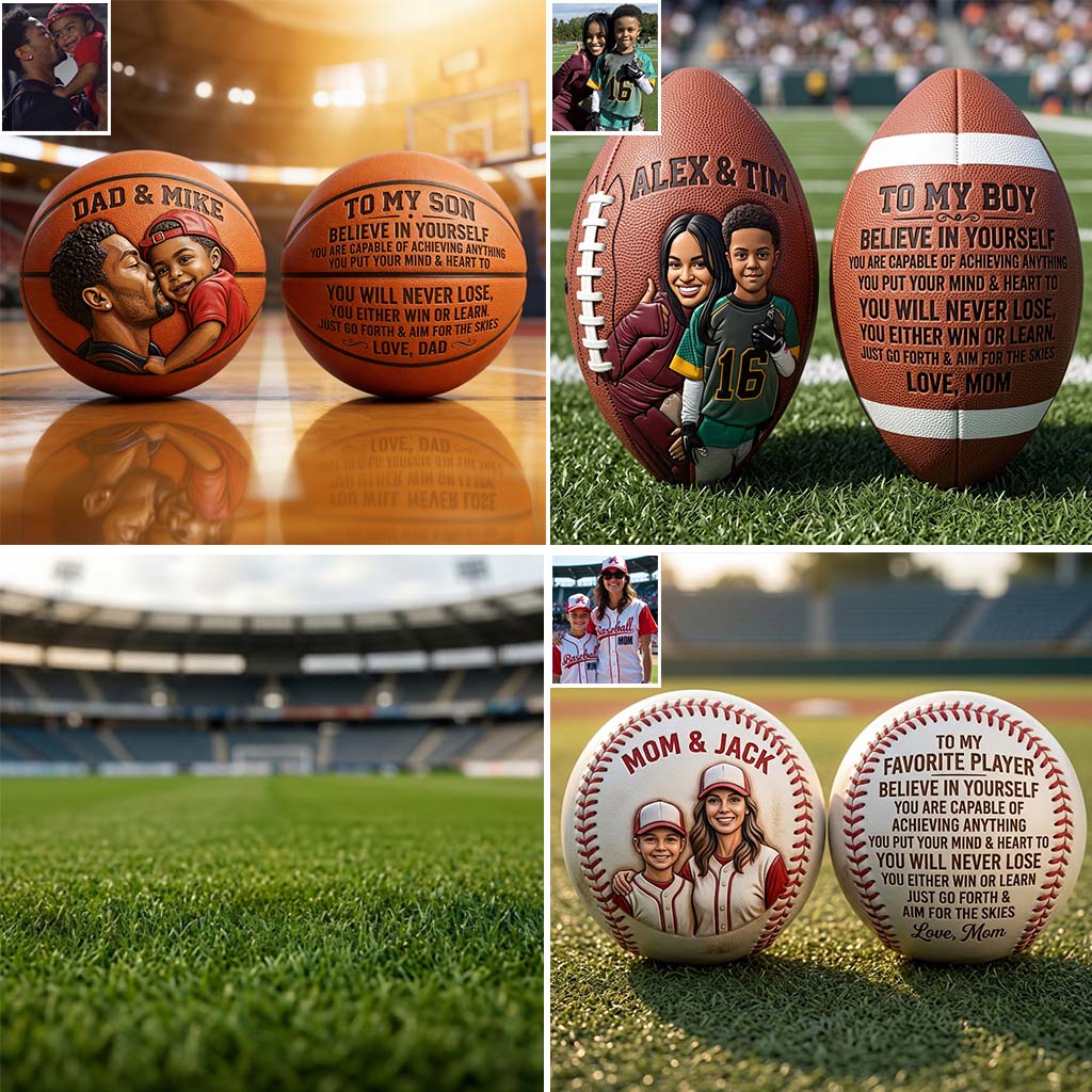Geschenk für sportliche Kinder, American Football, Basketball, Fußball, Baseball - Personalisierter Basketball Multi-Sport Ball