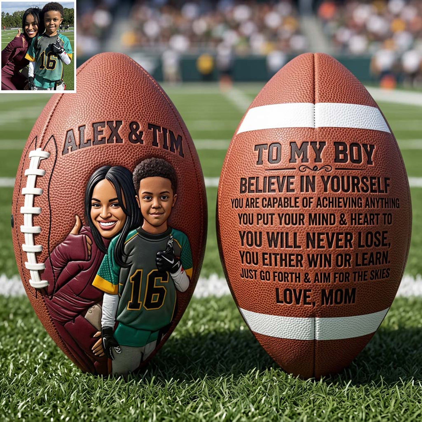Geschenk für sportliche Kinder, American Football, Basketball, Fußball, Baseball - Personalisierter Basketball Multi-Sport Ball