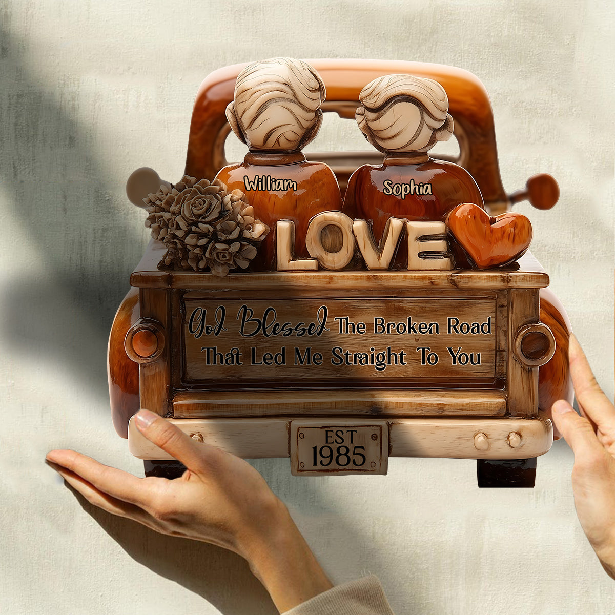 God Blessed The Broken Road That Led Me Straight to You - Personalized Couple Custom Shaped Wood Plaque