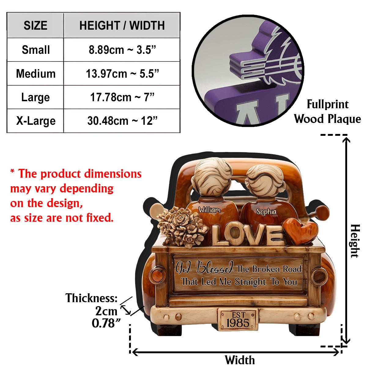 God Blessed The Broken Road That Led Me Straight to You - Personalized Couple Custom Shaped Wood Plaque