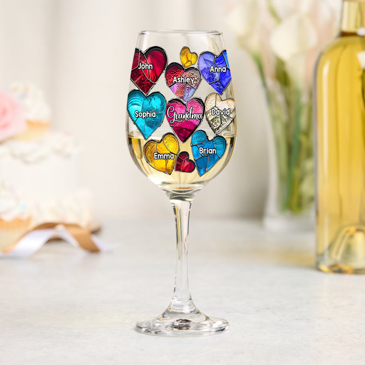 Meilleure grand-mère du monde - Verre à vin personnalisé pour grand-mère avec longue tige