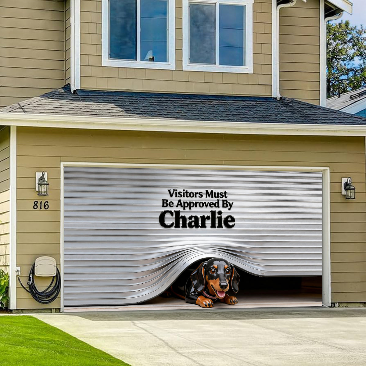 Bannière personnalisée pour porte de garage avec la photo de votre animal de compagnie