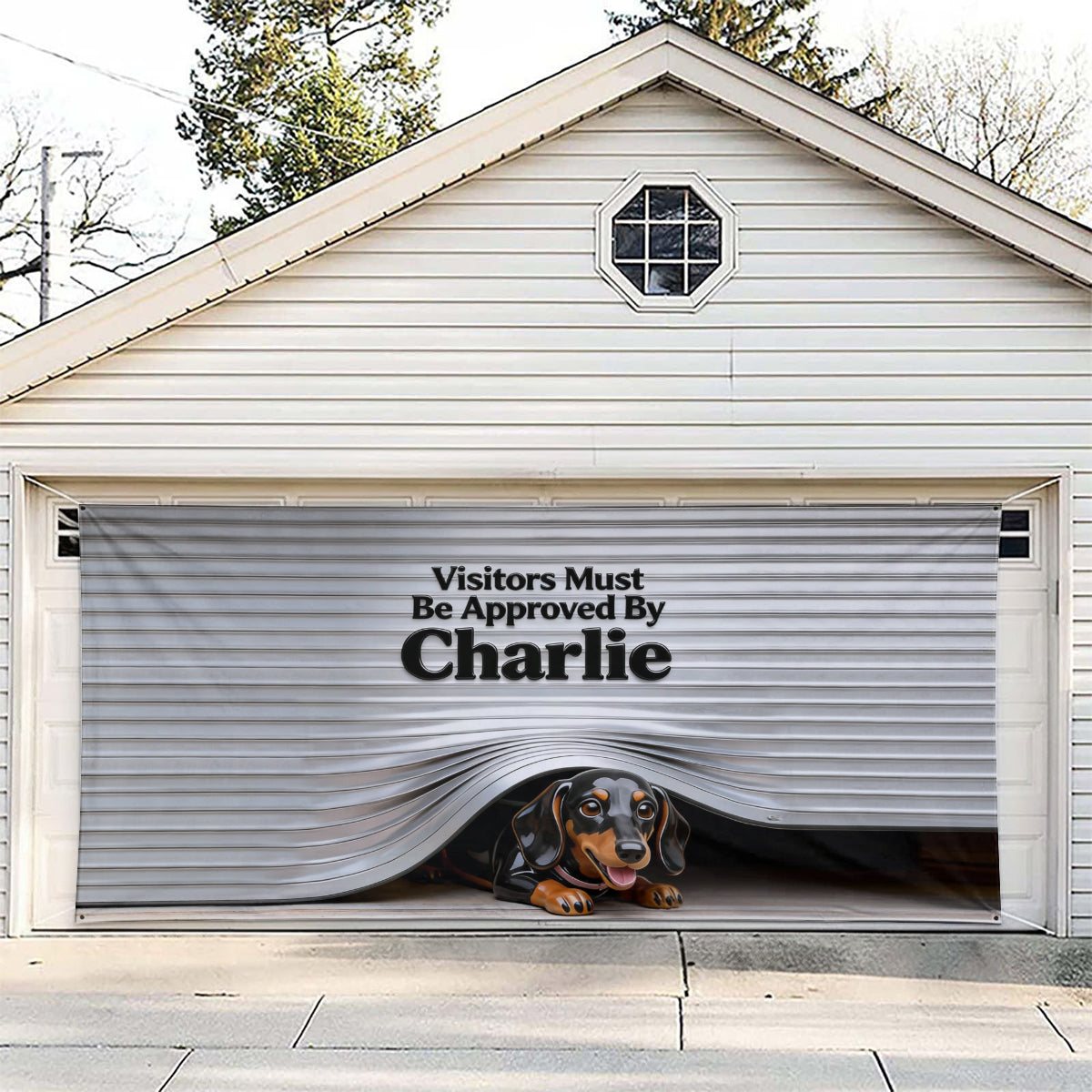 Bannière personnalisée pour porte de garage avec la photo de votre animal de compagnie