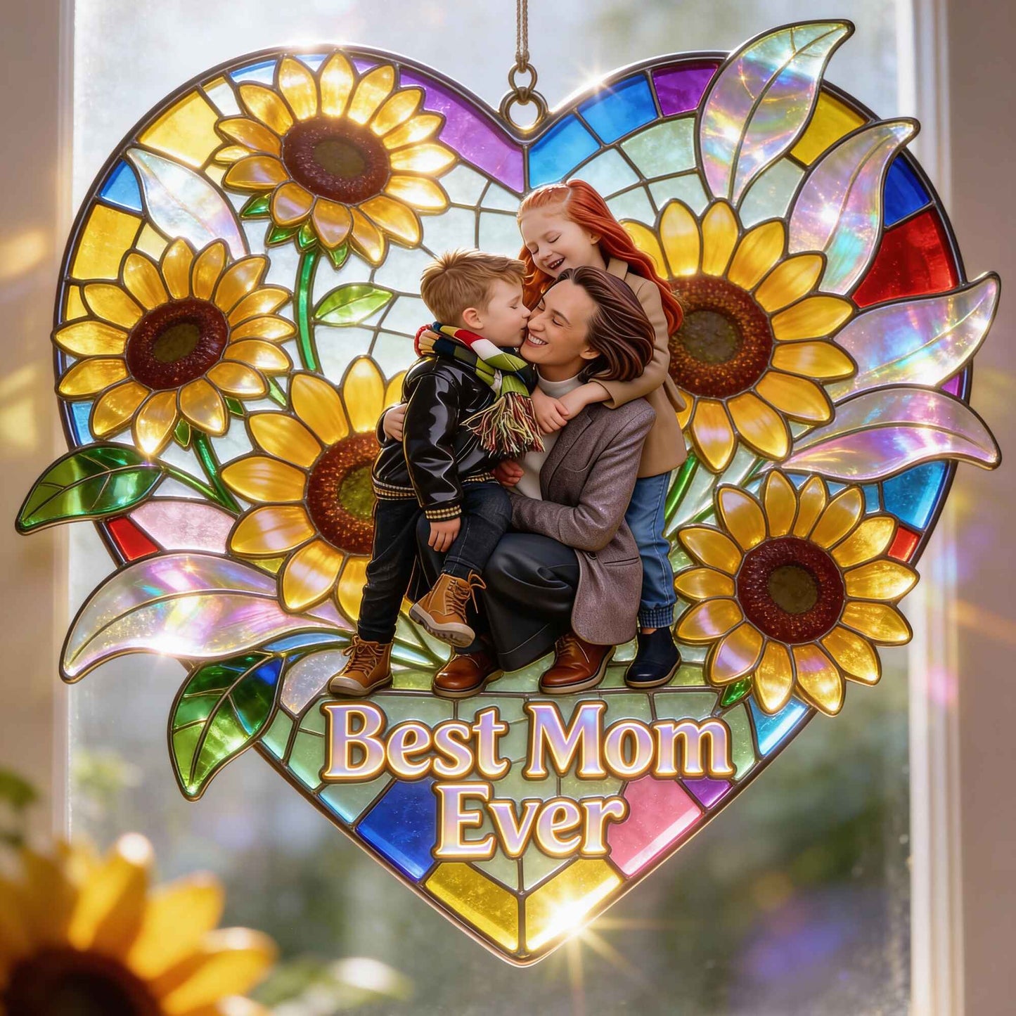 Je t'aime, grand-mère, la meilleure grand-mère du monde - Attrape-soleil personnalisé à suspendre à la fenêtre pour grand-mère