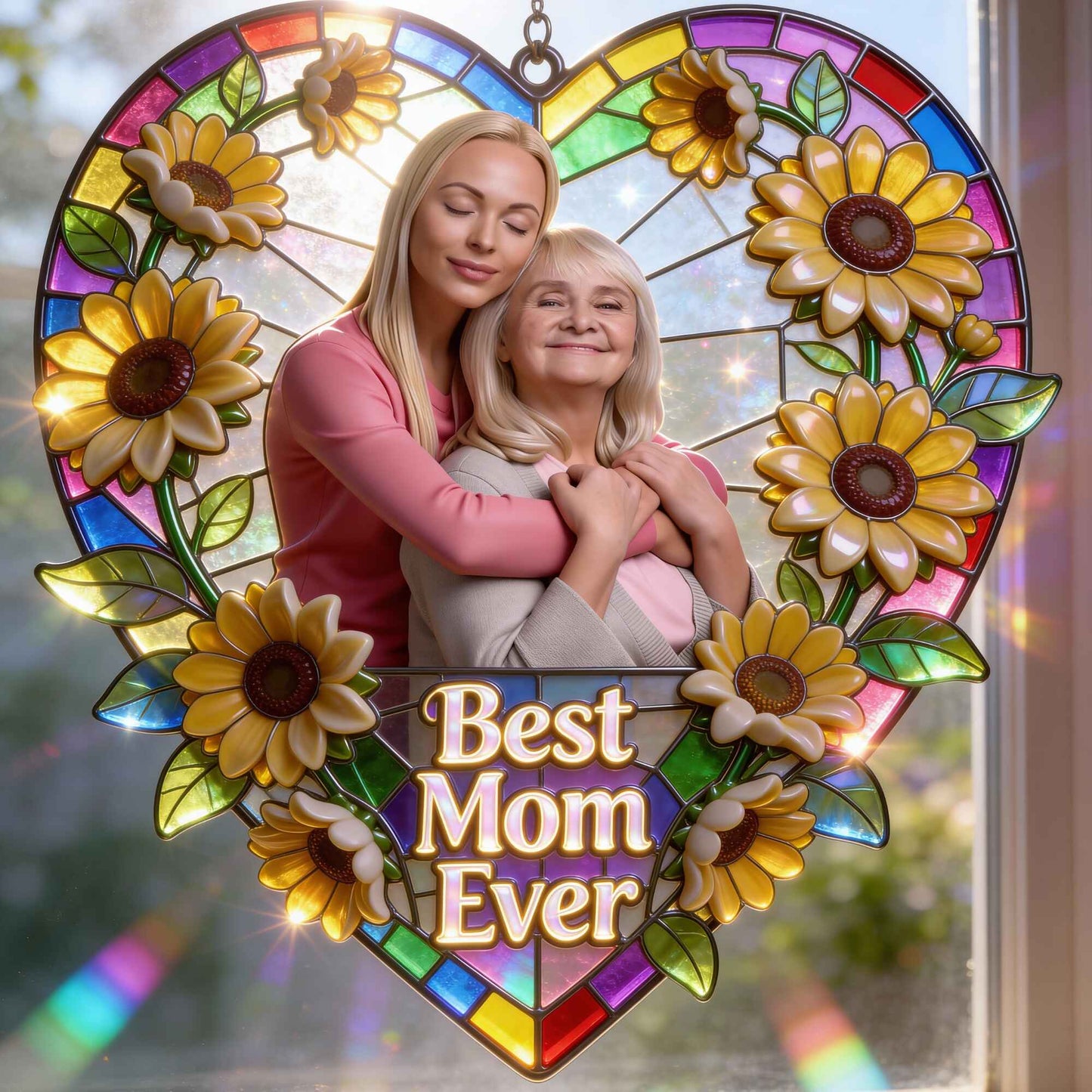 Je t'aime, grand-mère, la meilleure grand-mère du monde - Attrape-soleil personnalisé à suspendre à la fenêtre pour grand-mère