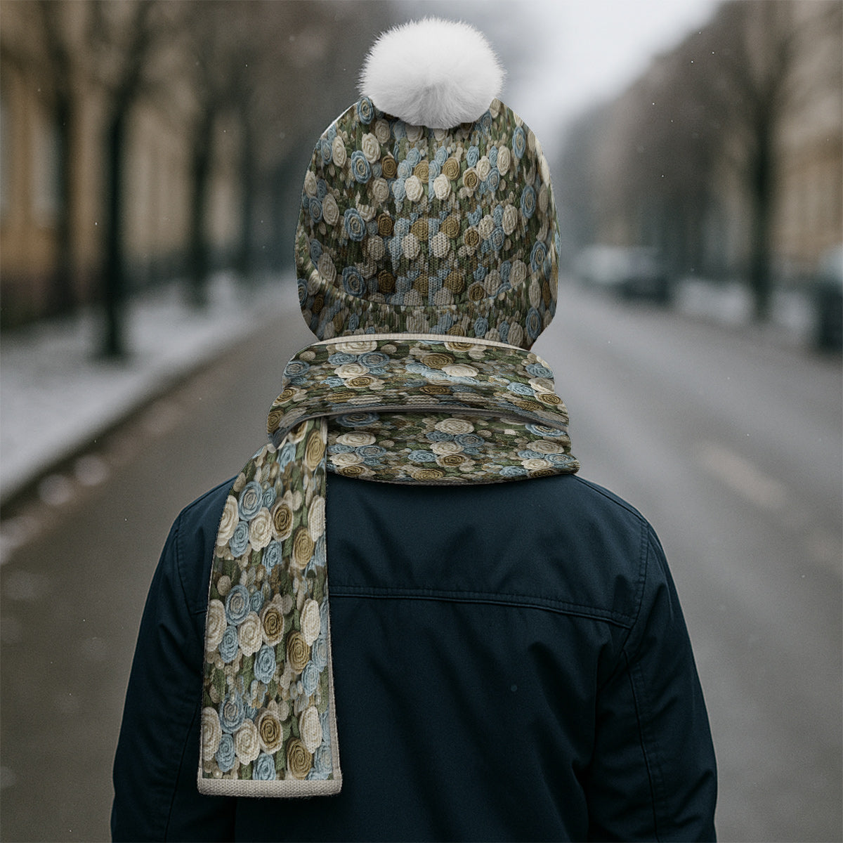 Unsere Liebe Frau Rose – Personalisiertes christliches Strickmützen- und Schal-Set