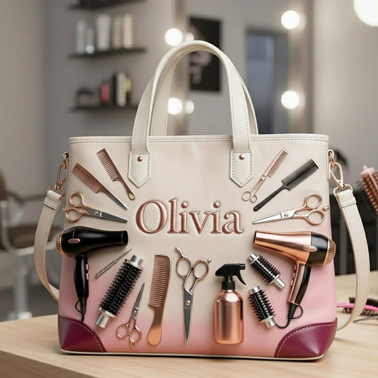 Coiffeuse fière - Sac à main en cuir personnalisé pour coiffeuse