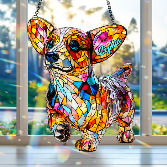 Adorable Corgi - Décoration attrape-soleil personnalisée à suspendre à la fenêtre, motif Corgi