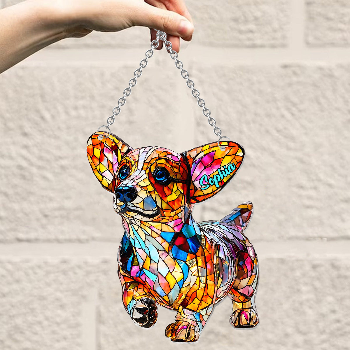 Adorable Corgi - Décoration attrape-soleil personnalisée à suspendre à la fenêtre, motif Corgi
