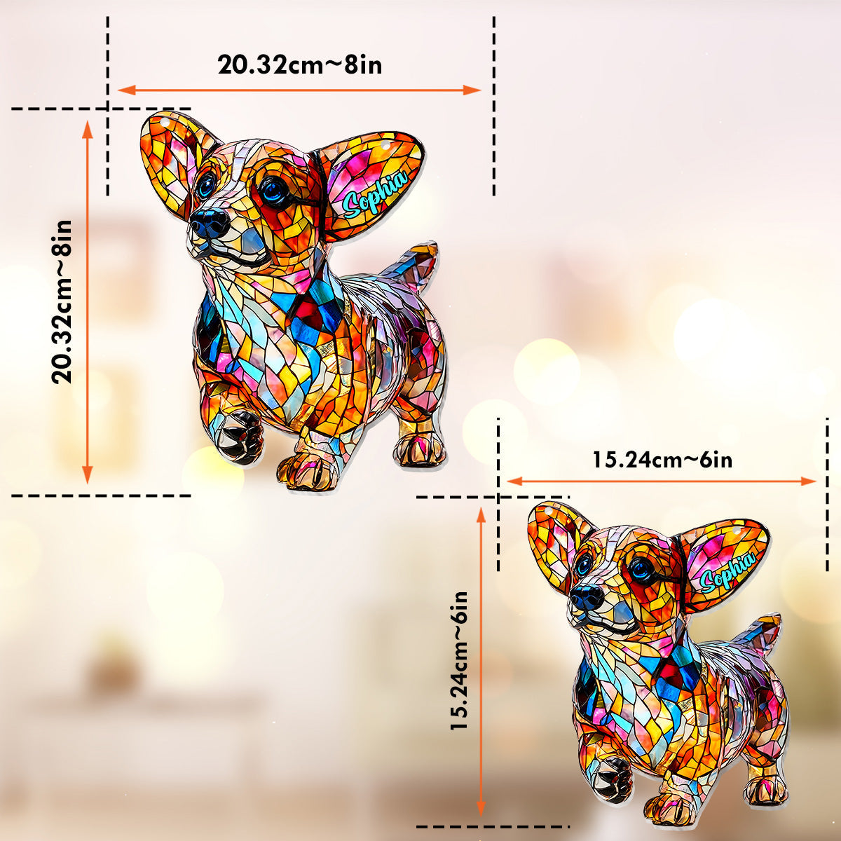 Adorable Corgi - Décoration attrape-soleil personnalisée à suspendre à la fenêtre, motif Corgi