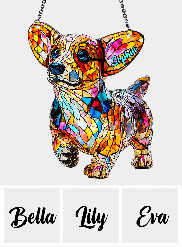 Adorable Corgi - Décoration attrape-soleil personnalisée à suspendre à la fenêtre, motif Corgi