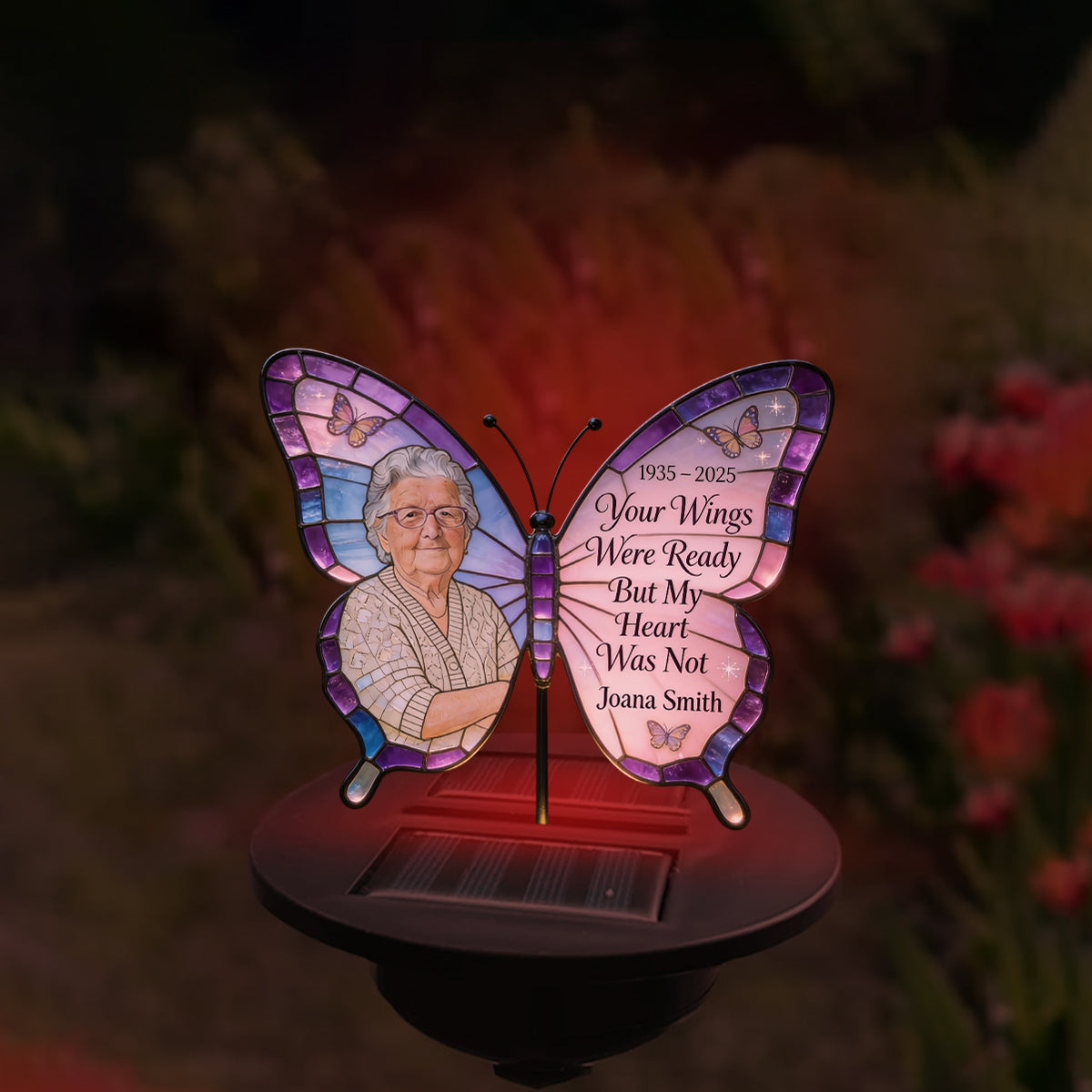 Your Wings Were Ready, But My Heart Was Not - Personalized Memorial Garden Solar Light