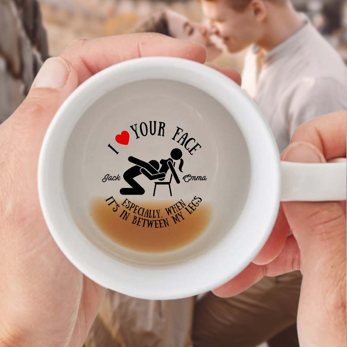 I Love Your Face Between My Legs - Personalized Couple Hidden Message Mug