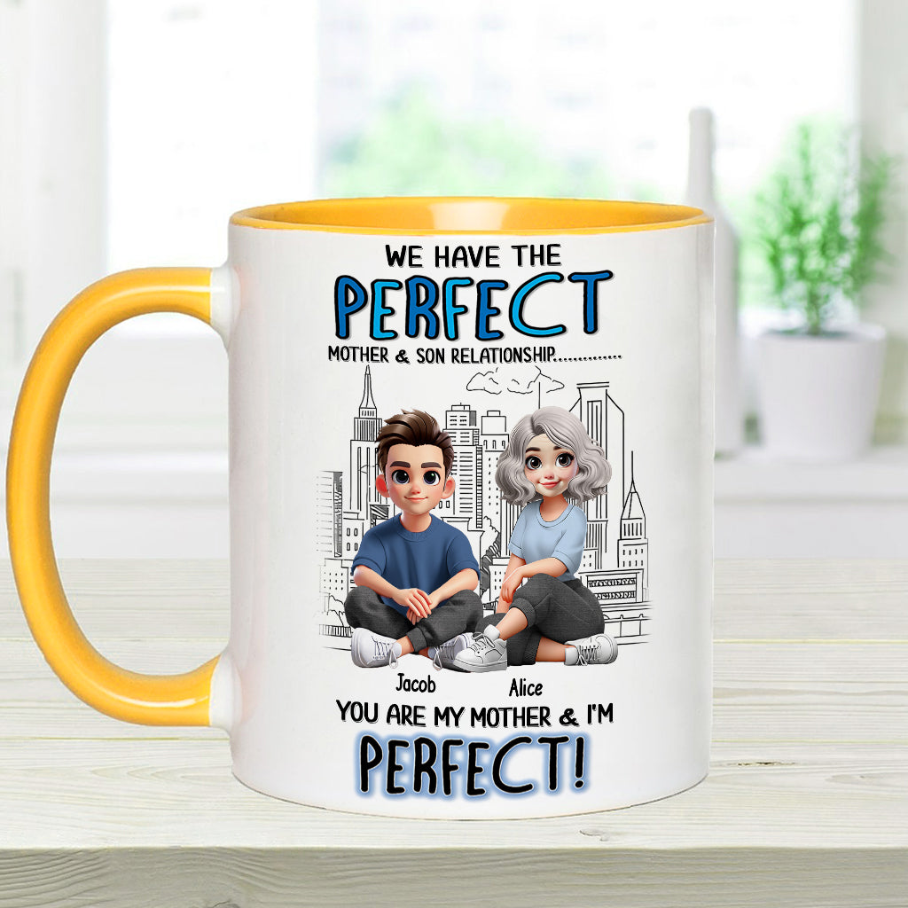 Mother-Son/ Daughter Relationship - Personalized Mother Accent Mug