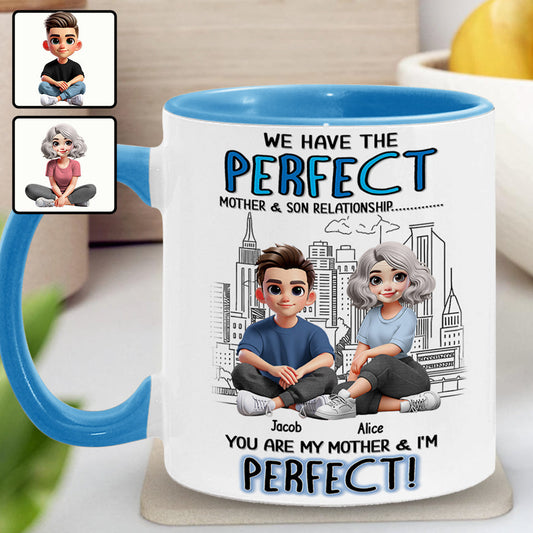 Mother-Son/ Daughter Relationship - Personalized Mother Accent Mug
