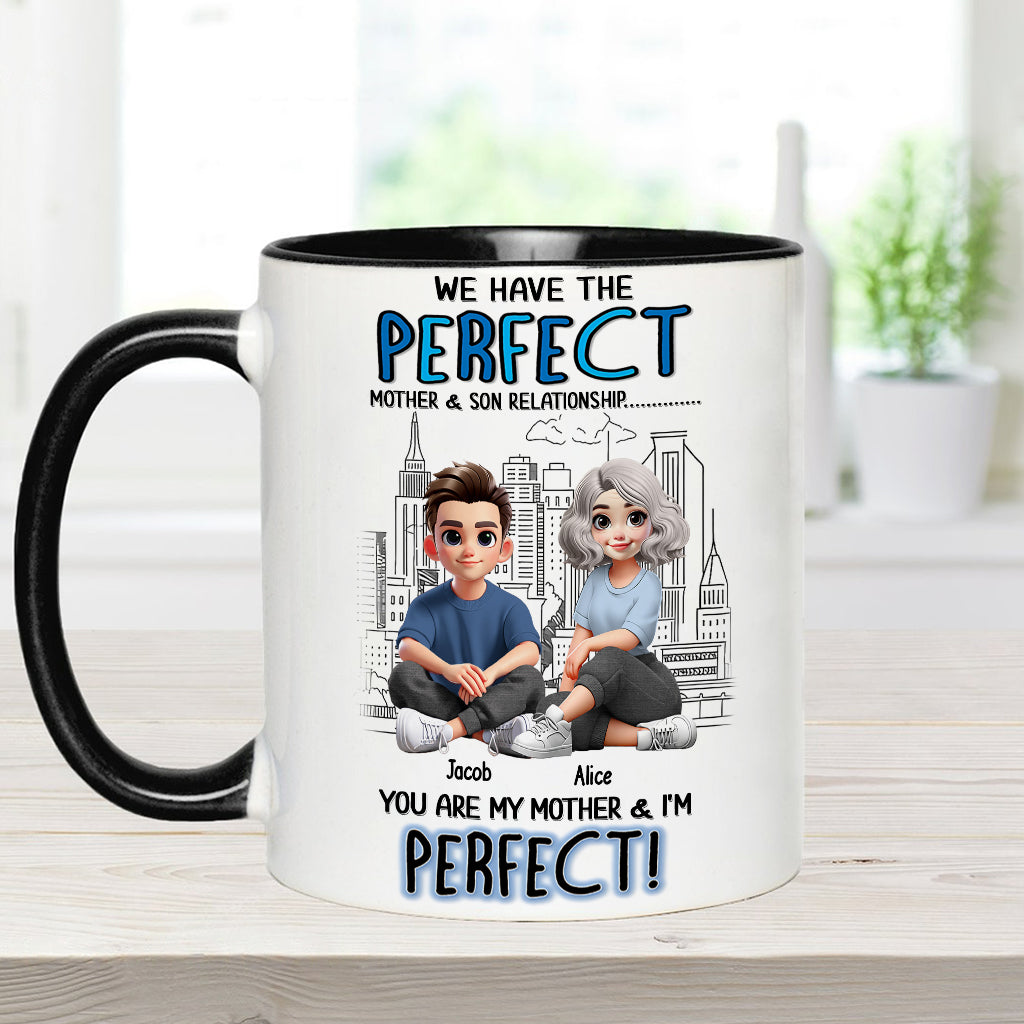 Mother-Son/ Daughter Relationship - Personalized Mother Accent Mug