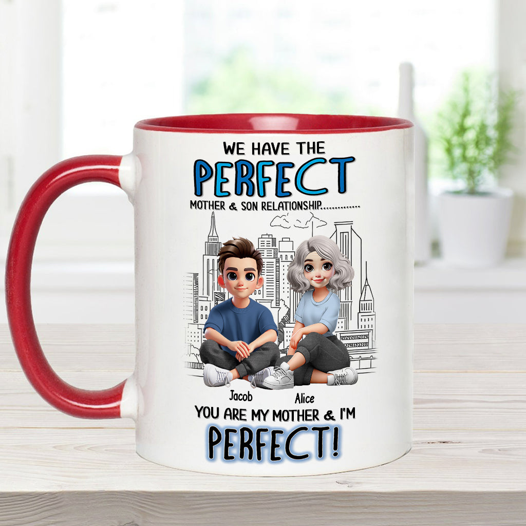 Mother-Son/ Daughter Relationship - Personalized Mother Accent Mug