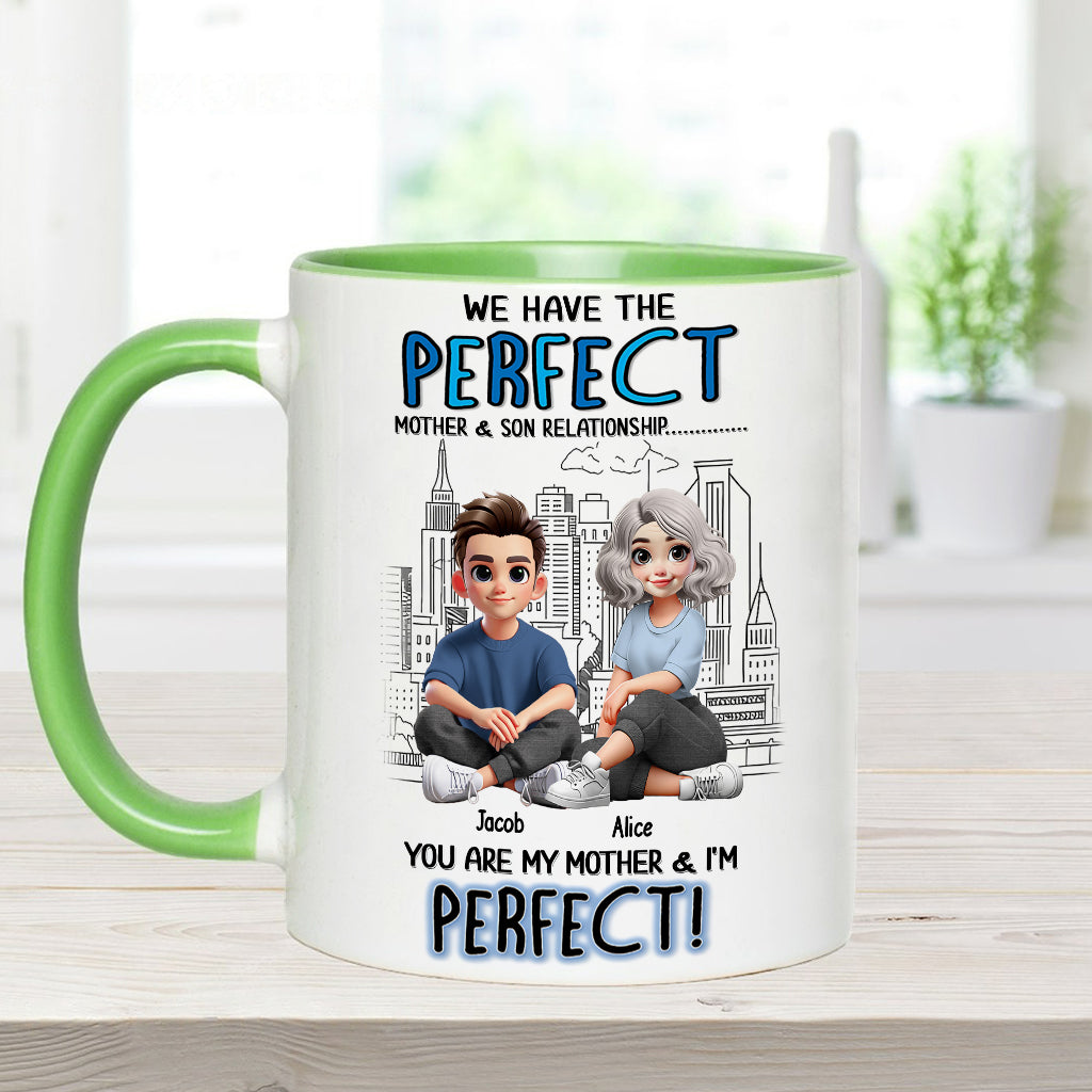 Mother-Son/ Daughter Relationship - Personalized Mother Accent Mug