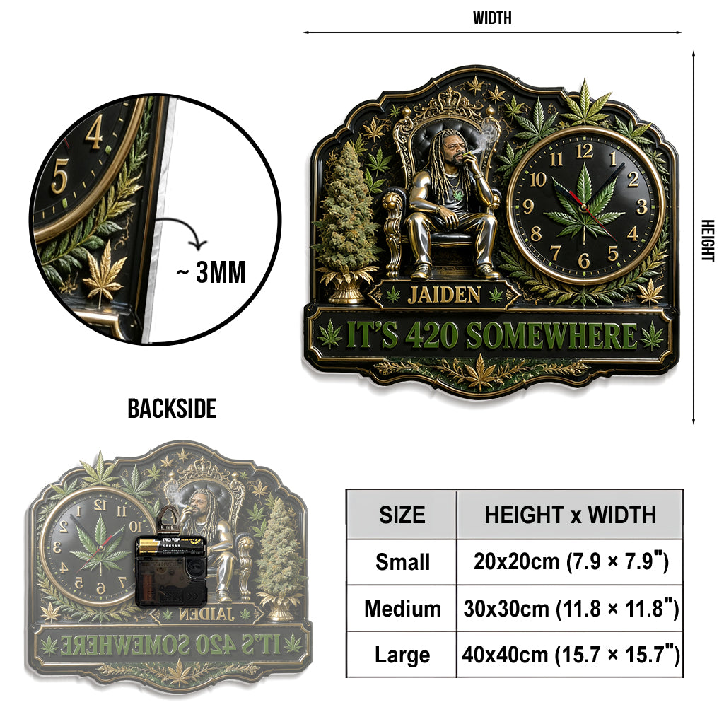 Jede Foto Es ist 420 Hier - Personalisierte Weed Acryl Wanduhr