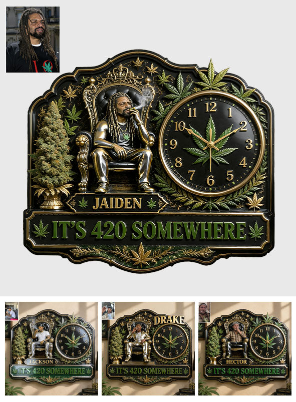 Jede Foto Es ist 420 Hier - Personalisierte Weed Acryl Wanduhr