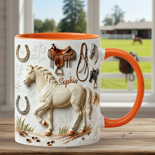 Starkes Pferd – Personalisierte Tasse und Untersetzer mit Pferdemotiv