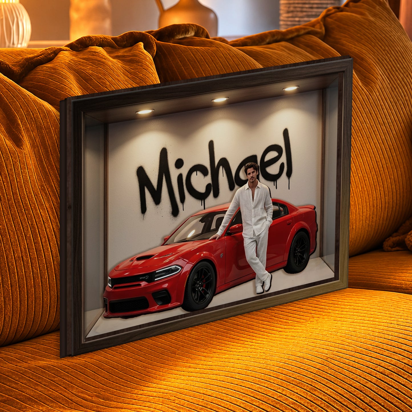 Cars Lover - Personalized Car Lover Wooden Light Shadow Box